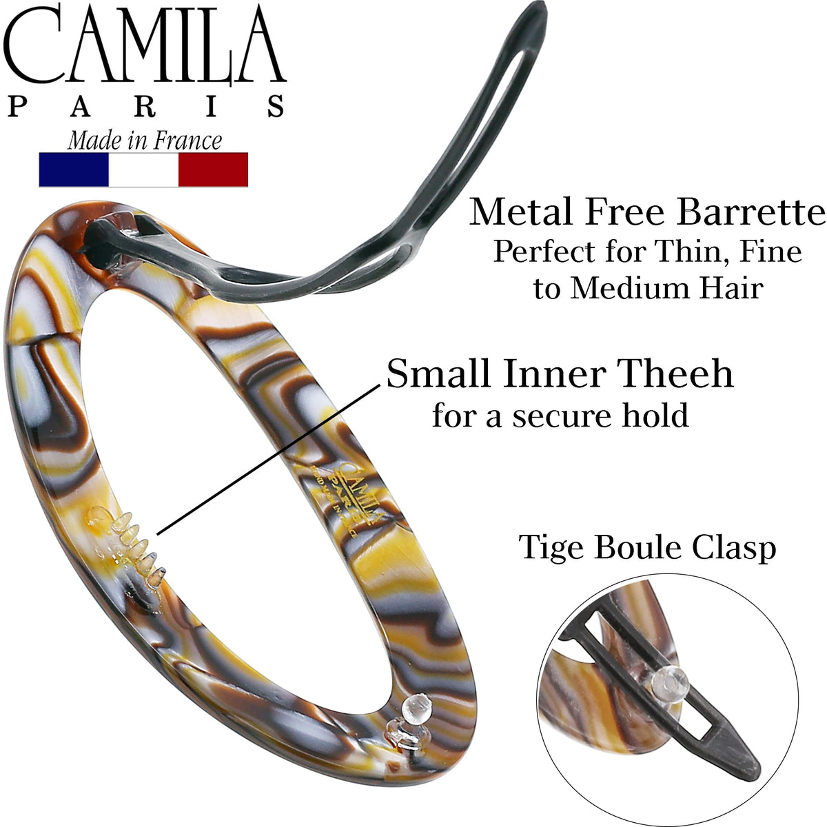 Camila Paris CP3362 French design barrette with elegant, timeless flair