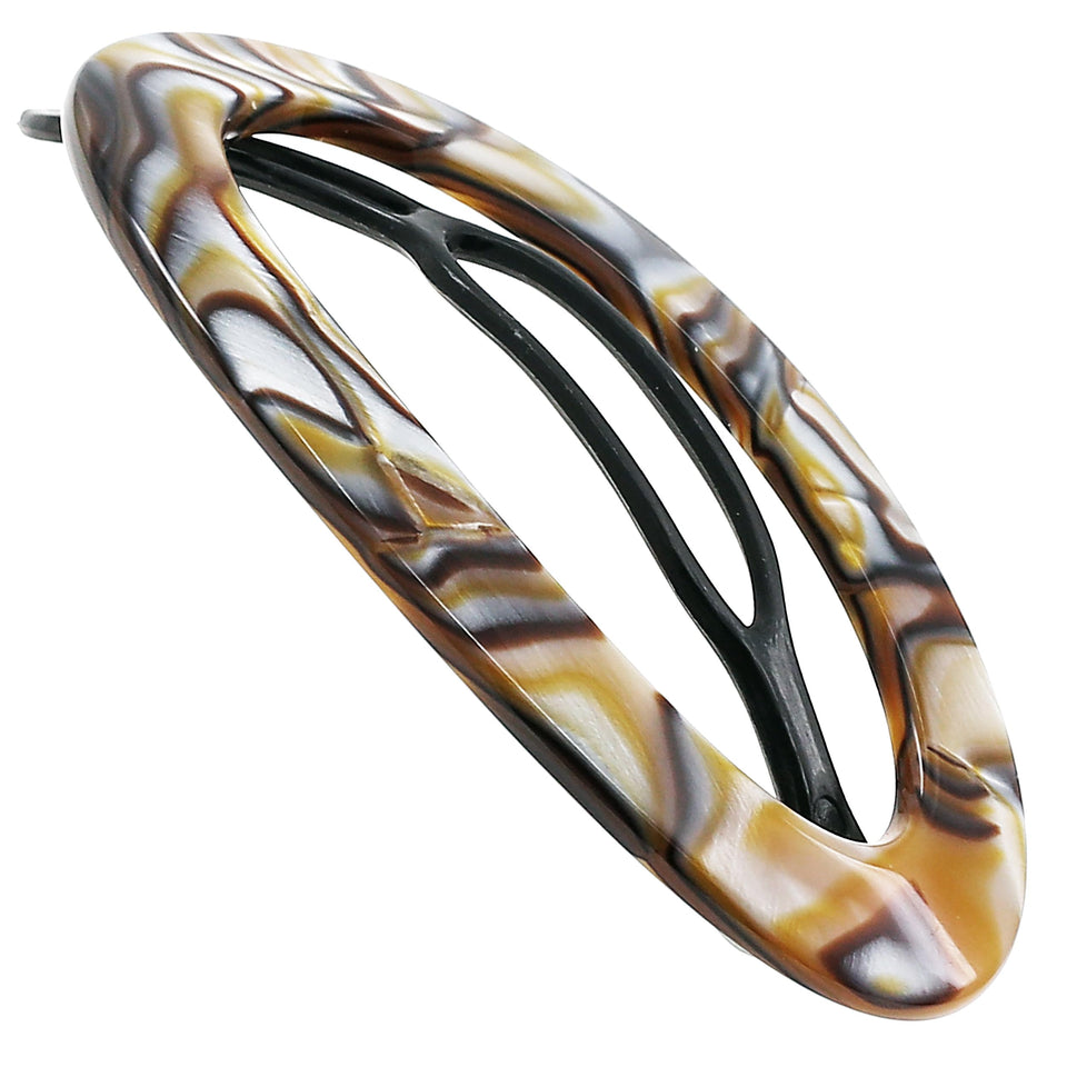 Camila Paris CP3362 onyx barrette clip securing a neat hairstyle with a sleek finish