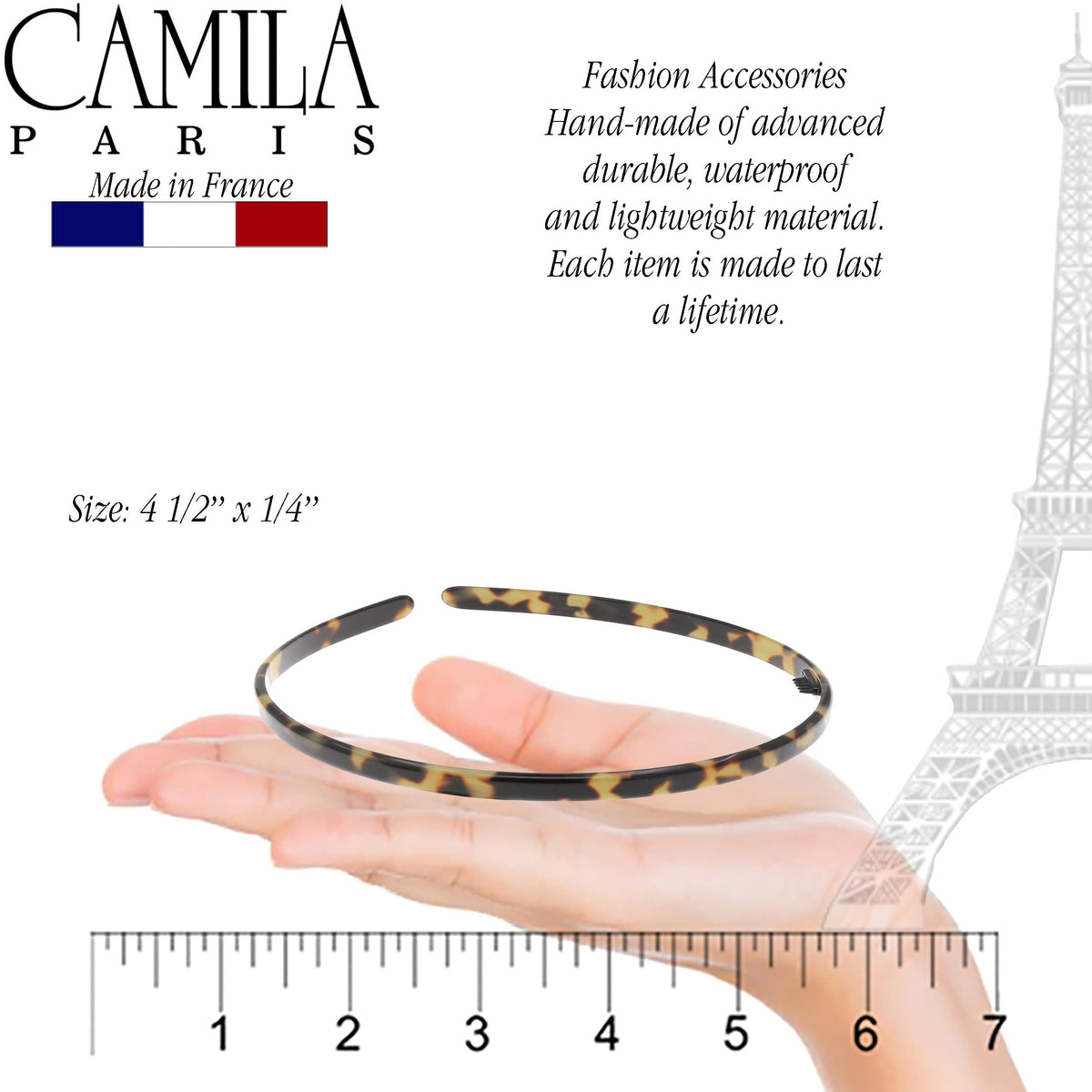 Camila CP3469 headband's flexible design adapts to various looks.