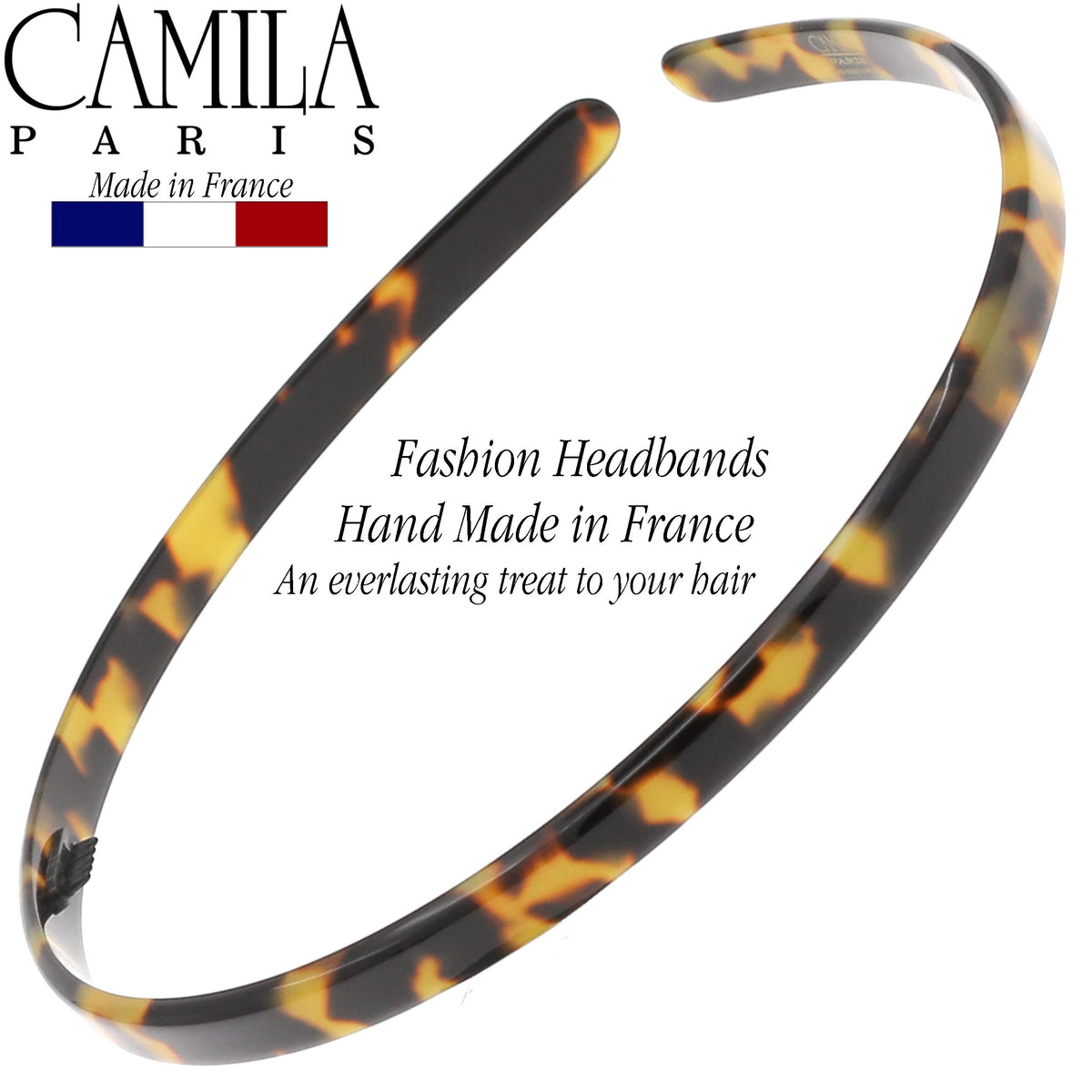 Camila Paris CP3469 headband offers France-made craftsmanship with durable cellulose acetate finish.