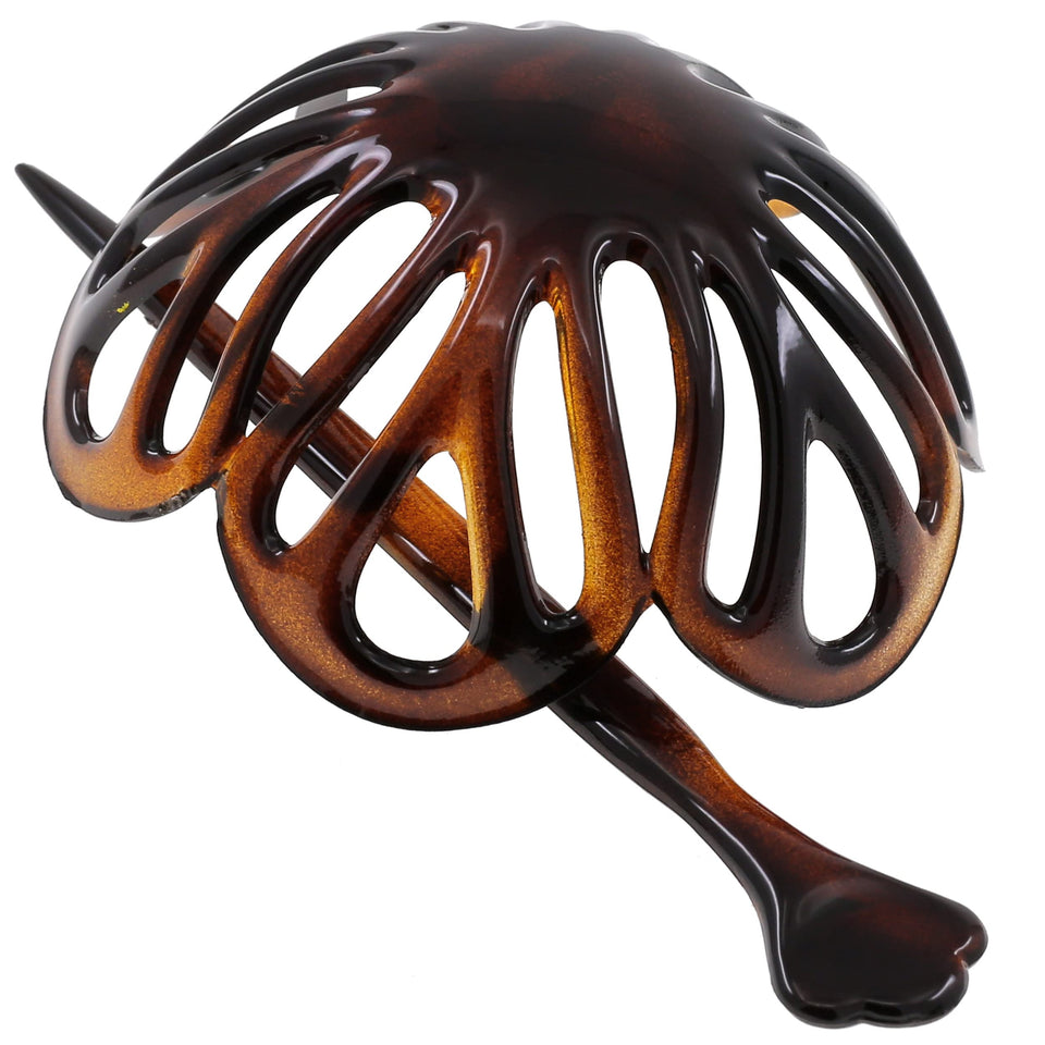 Camila Paris NV149 tortoise shell bun clip closeup with durable no-slip grip