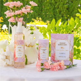 Camille Beckman dusting powder applied to dry areas for freshness
