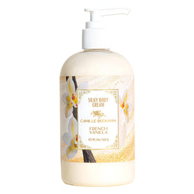 Camille Beckman French Vanilla body cream bottle with silky, non-greasy feel for daily use
