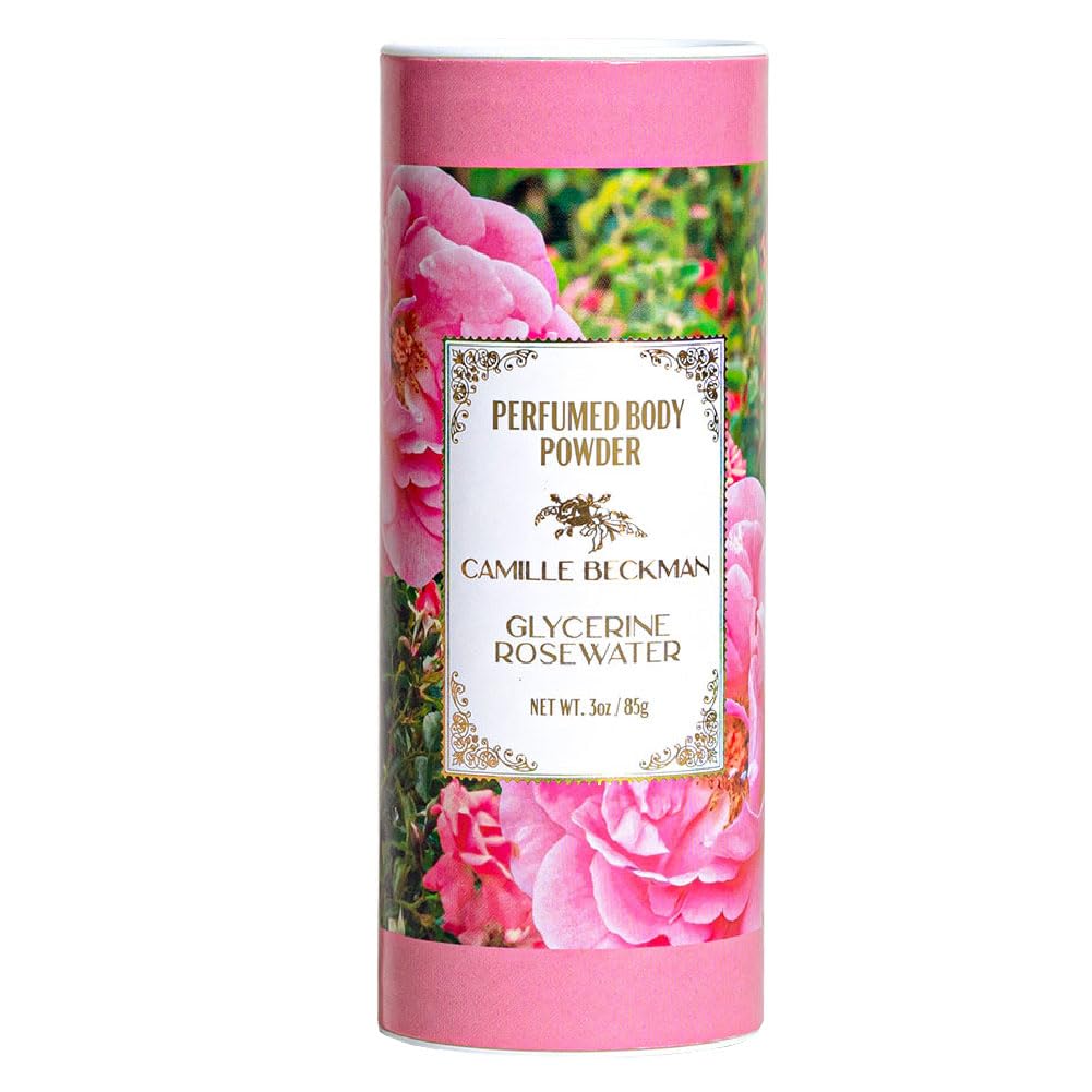 Camille Beckman glycerine rosewater powder bottle for everyday refreshment.