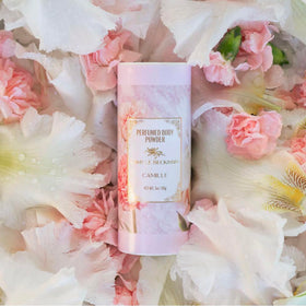 Camille Beckman perfumed dusting powder packaging