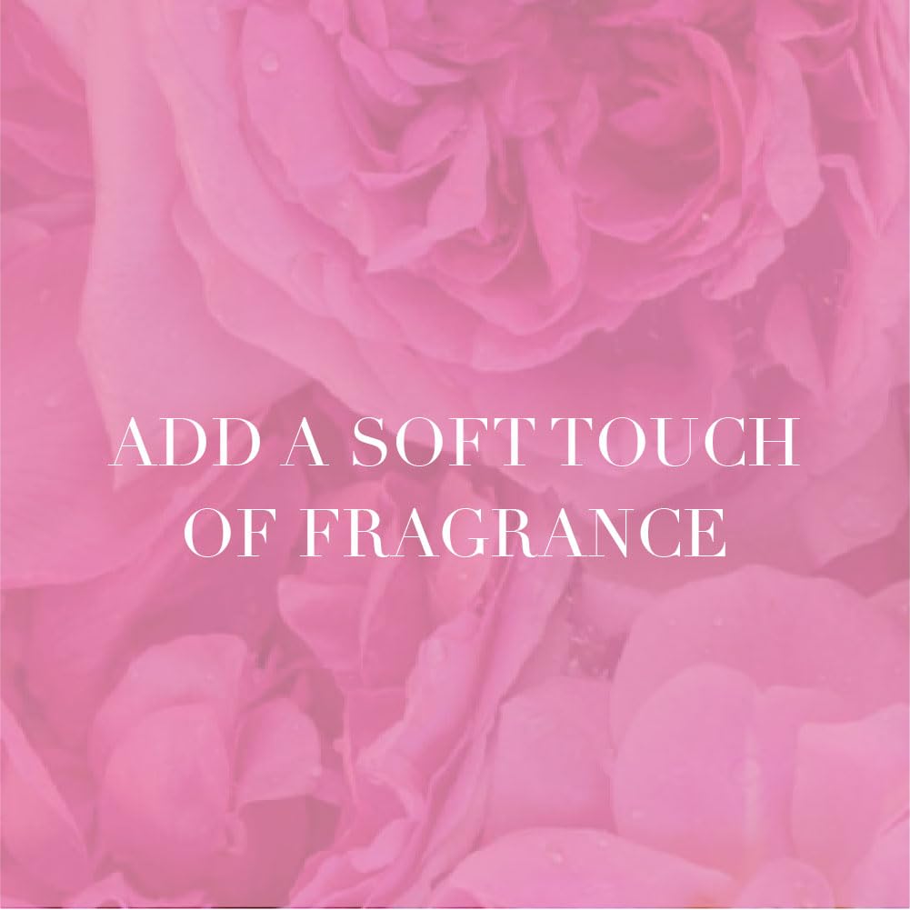 Camille Beckman rosewater powder application on hand for gentle fragrance.