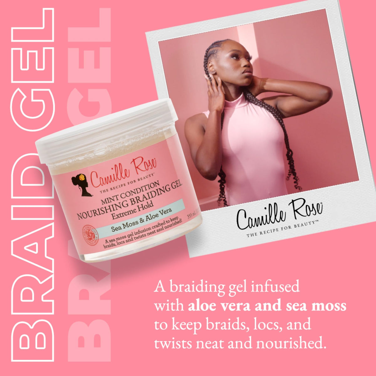 Camille Rose Mint Condition Braid Gel being applied at the scalp for cooling relief