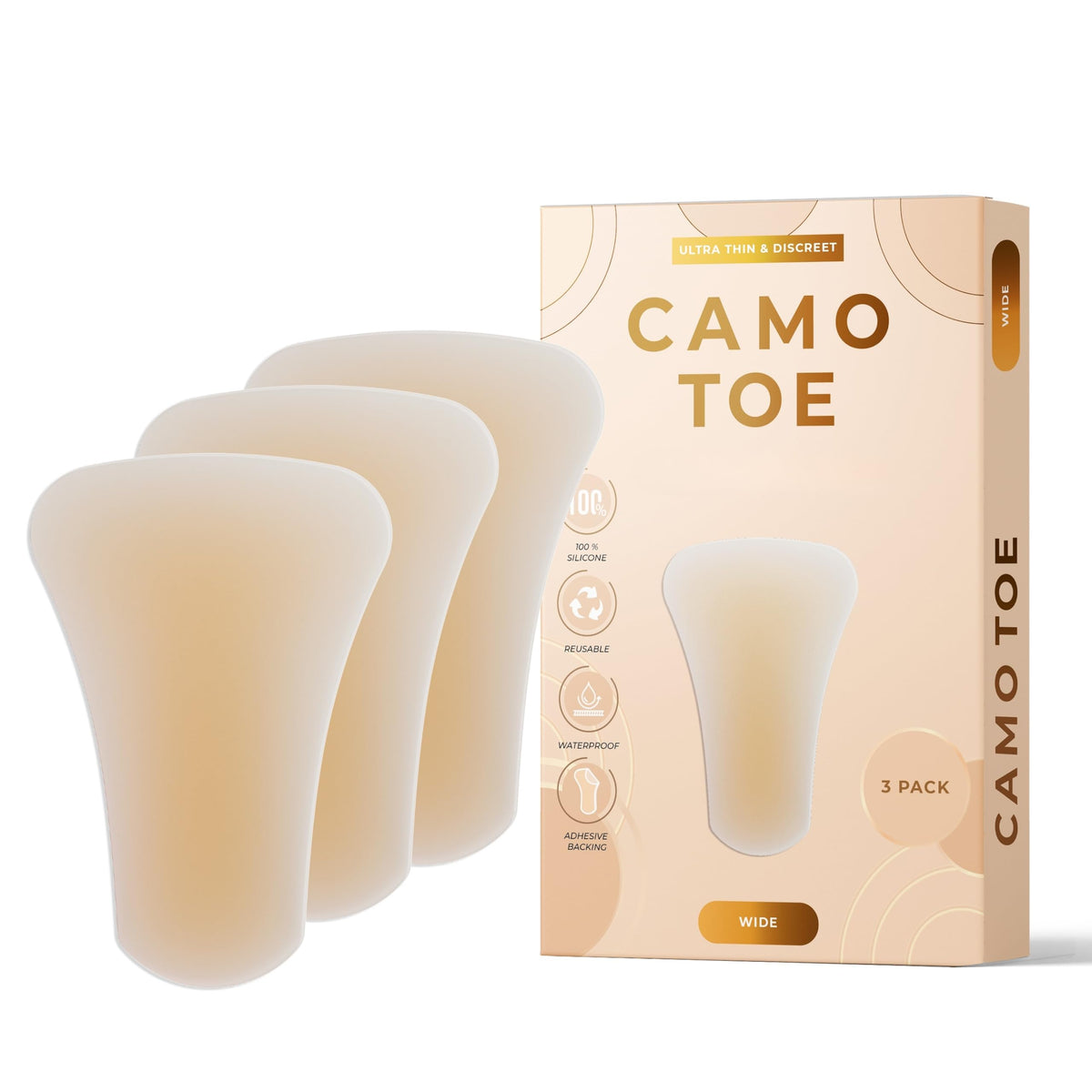 Camo Toe camel-concealer wide pad for discreet undergarment coverage