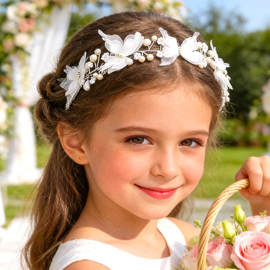 Campsis white headpiece for wedding styling adds delicate charm