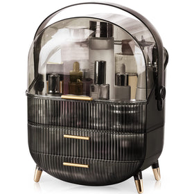 CANITORON makeup organizer with two drawers in gray cover maintains neat cosmetics.