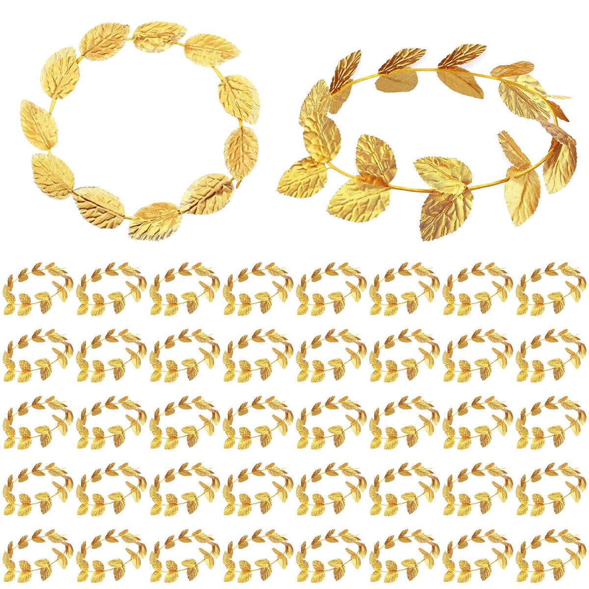 Canlierr gold laurel crown with shimmering leaves for elegant costume use.