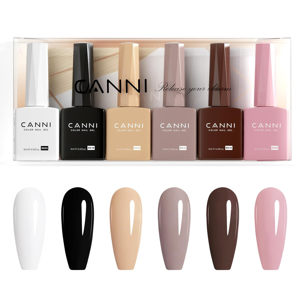 CANNI 9ml Hema-Free white bottle ready for at-home gel manicures.