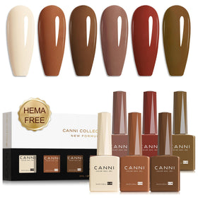 CANNI brown nude gel bottle collection for accurate color preview in manicure planning