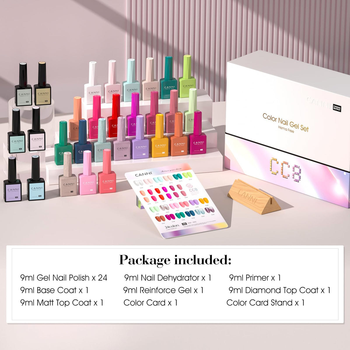 CANNI CC8 glitter colors add sparkle for party manicure.