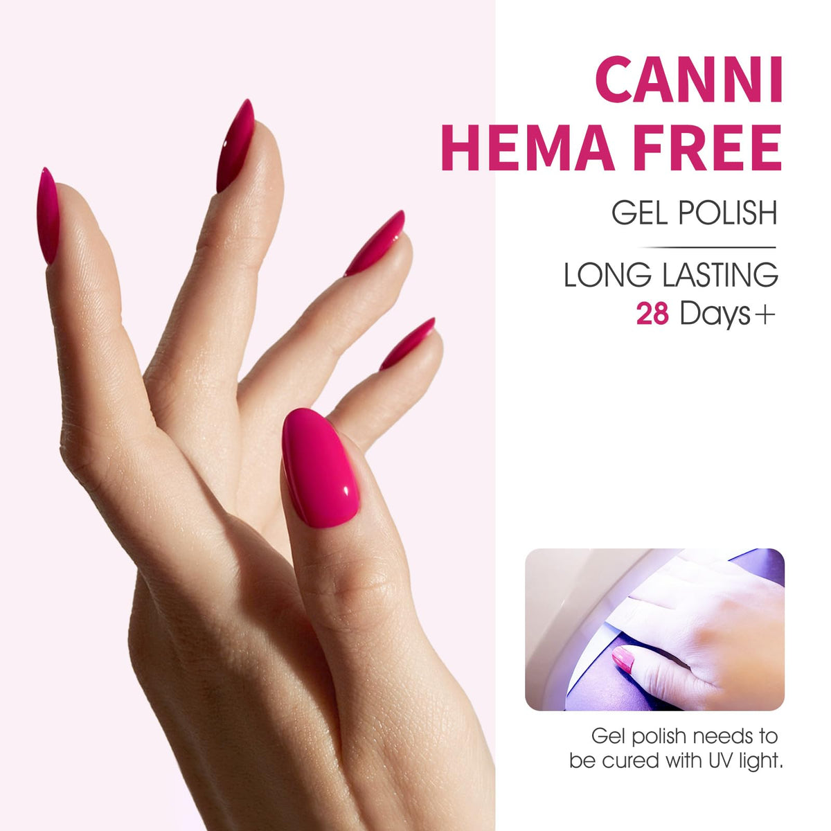 CANNI Hema-Free burgundy bottle for elegant, long-lasting manicure at home.
