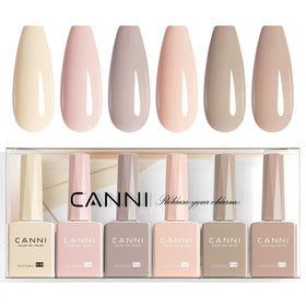 CANNI nude gel polish bottle in nude-pink shade for at-home manicure with vibrant color.