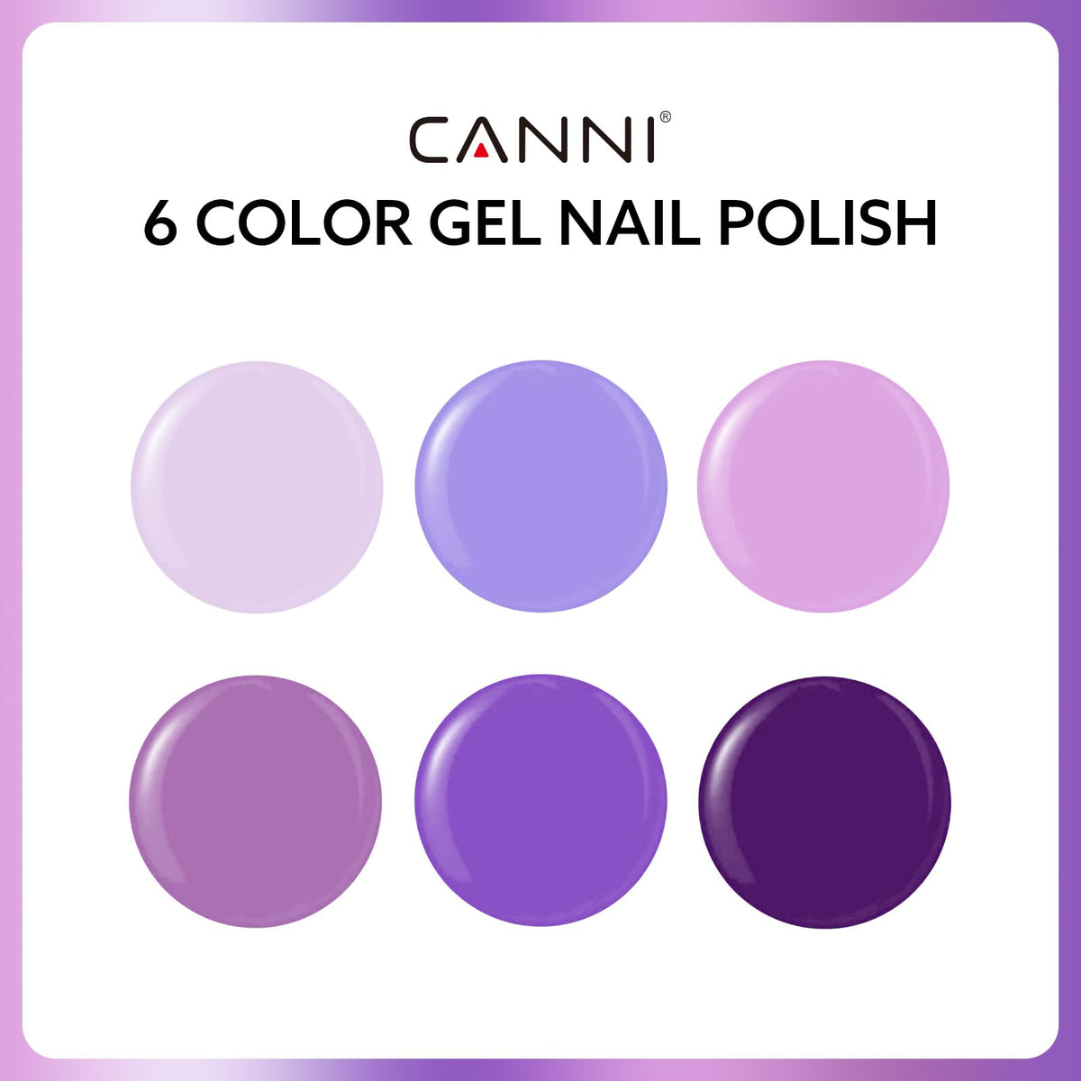 CANNI purple gel polish swatches show rich color range