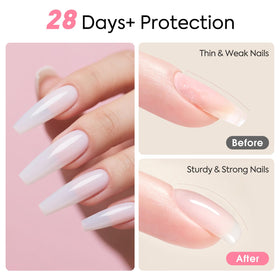CANNI rubber base gel nude pink swatch offers subtle nude foundation for nails.