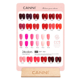 CANNI color-coded bottles with 3D crystal label for easy shade selection.