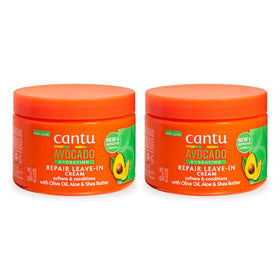 Cantu Avocado Hydrating Leave-In Cream bottle demonstrates smooth, moisturized curls
