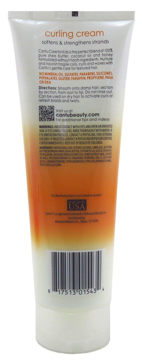 Cantu Care for Kids Curling Cream on textured curls for definition.