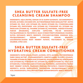 Cantu Shea Butter product duo image emphasizing gentle care and no harsh ingredients.