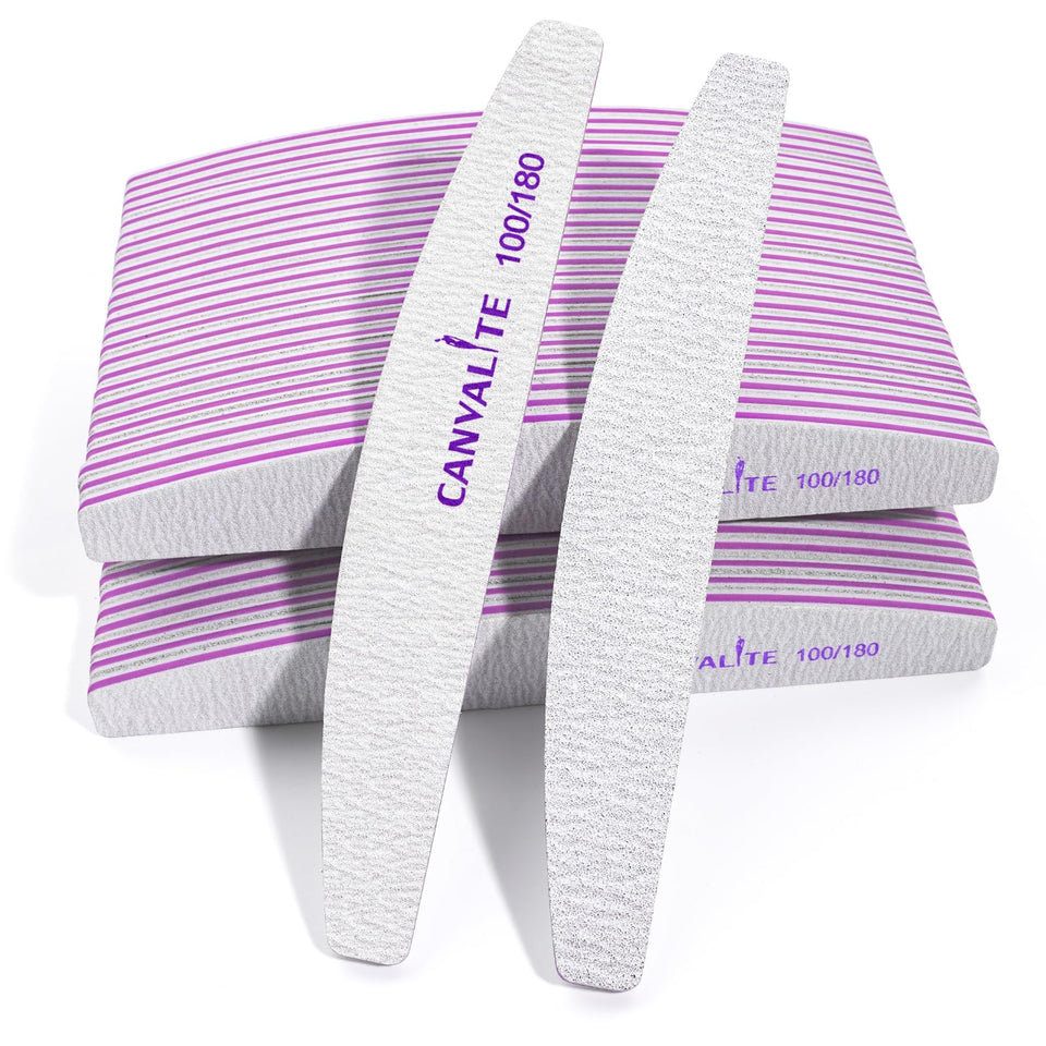 Canvalite half-moon nail file with 100/180 grit for precise shaping