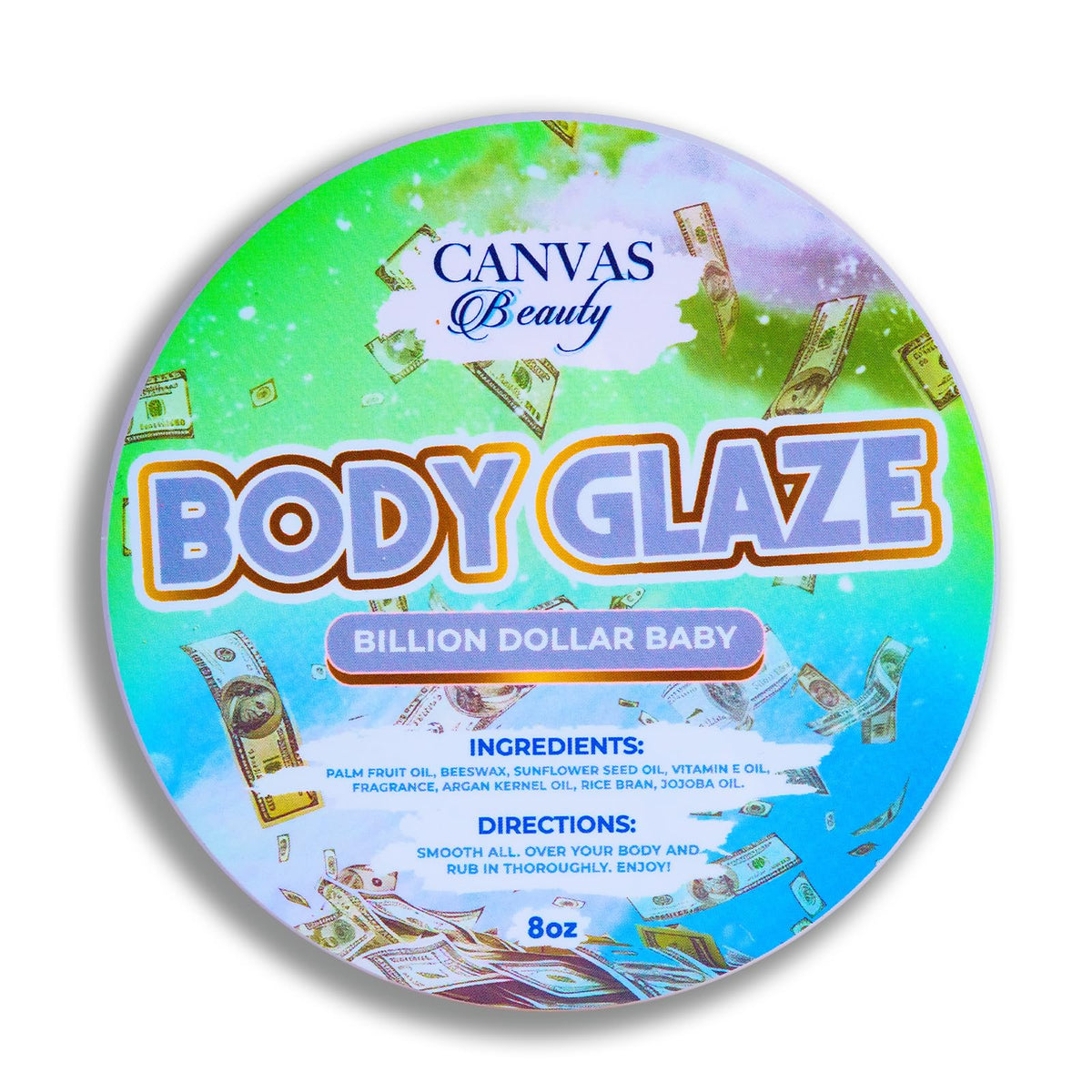 Canvas Beauty Body Glaze Billion Dollar Baby with clean cotton scent delivers non-greasy hydration.