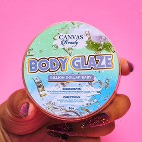 Canvas Beauty Body Glaze packaging highlights clean cotton and violet petals fragrance.