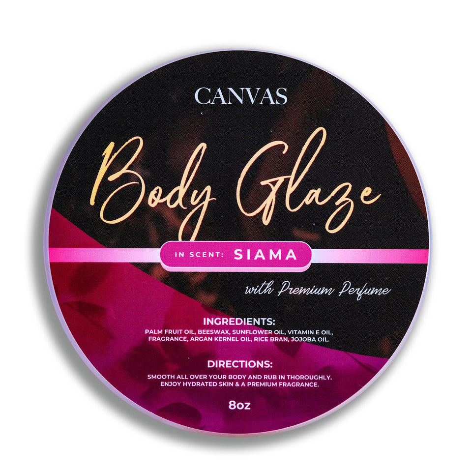 Canvas Beauty Siama Body Glaze jar delivering rich, non-greasy hydration.
