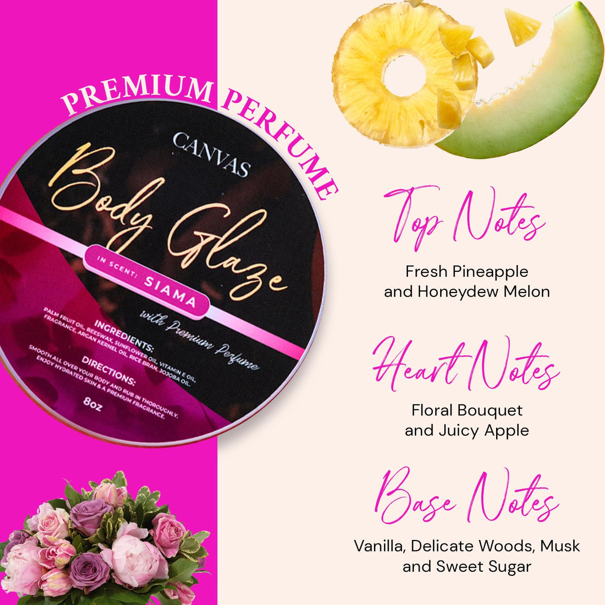 Whipped texture close-up of Canvas Beauty Siama Body Glaze, silky and luxurious.