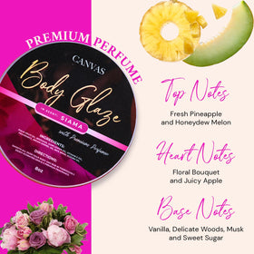 Whipped texture close-up of Canvas Beauty Siama Body Glaze, silky and luxurious.