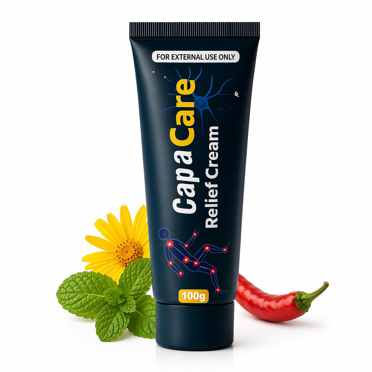 Capacare Neuropathy Relief Cream bottle close-up for daily comfort