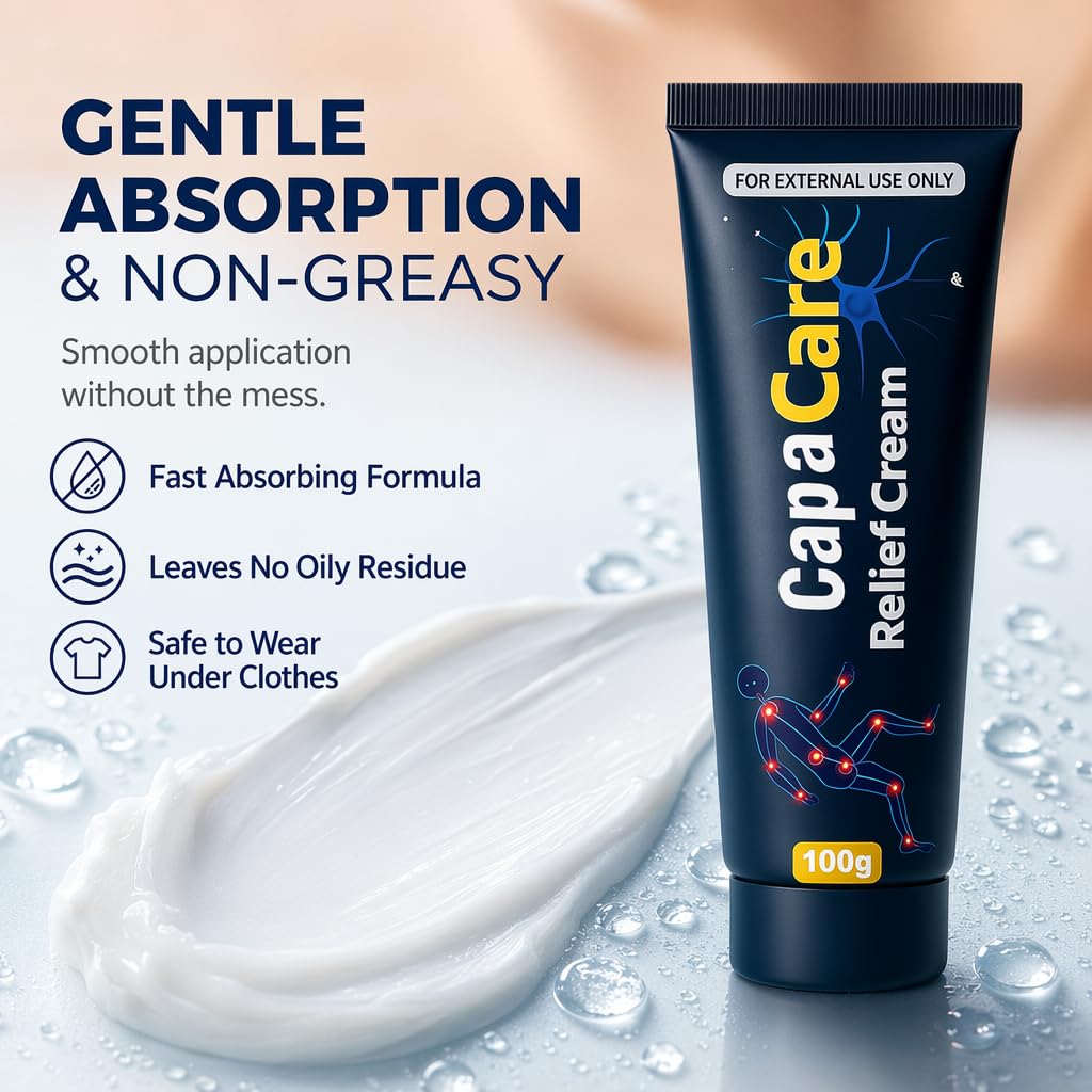 Capacare Neuropathy Relief Cream applied to the foot area
