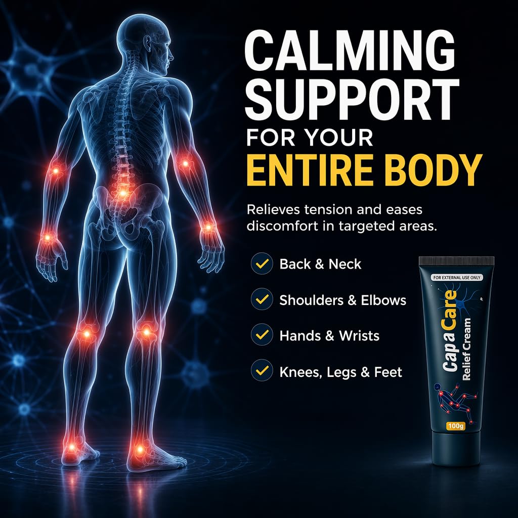 Capacare Neuropathy Relief Cream on hand for quick absorption