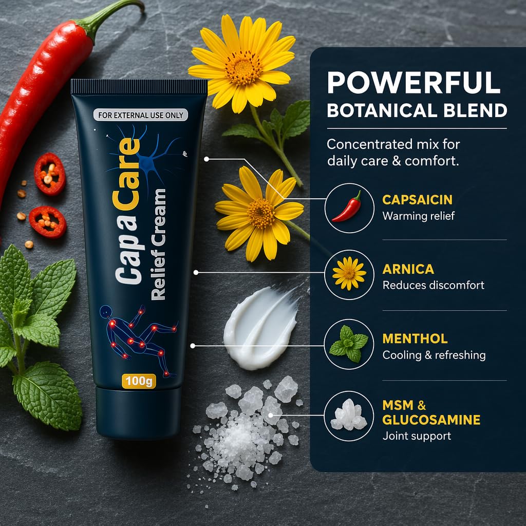 Capacare Neuropathy Relief Cream jar close-up showing easy dispensing
