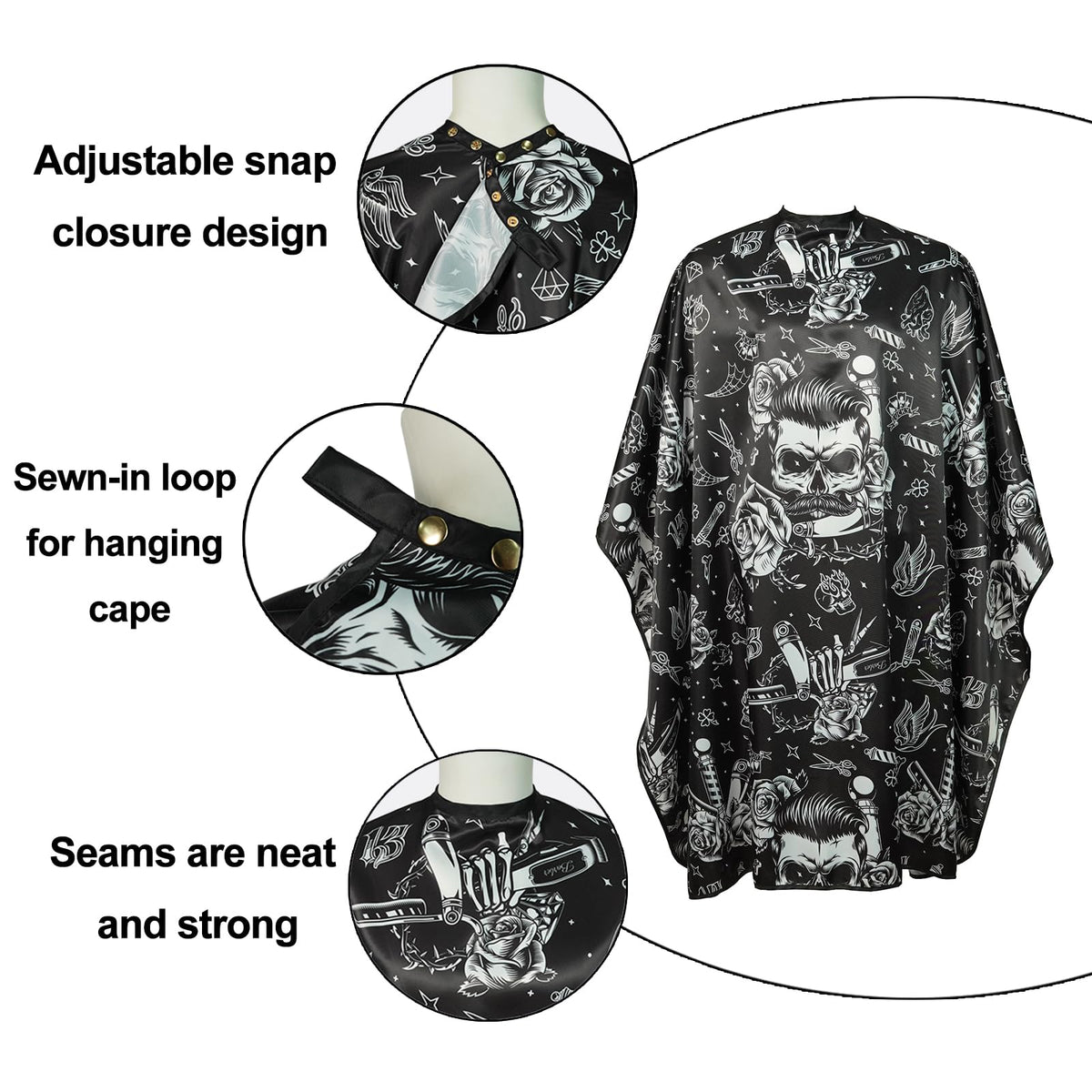 CapeshionPro barber cape featuring anti-static technology for neater cleanup