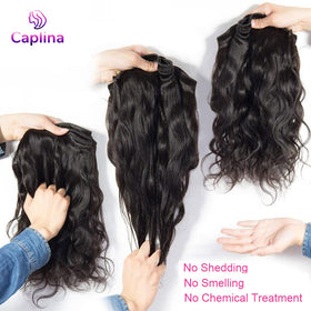 Caplina unprocessed Brazilian hair close-up texture and softness.