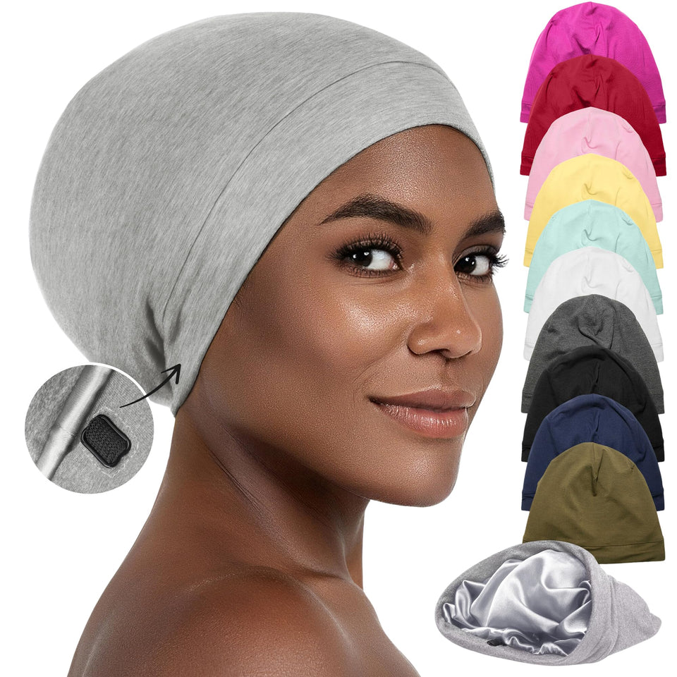 CAPLORD satin bonnet for sleeping protects curls overnight by reducing friction