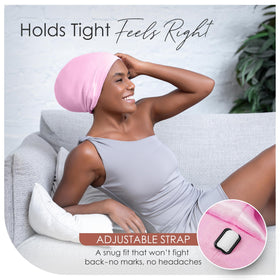 CAPLORD unisex satin hair cap provides gentle overnight protection for all hair types.
