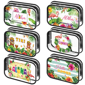 Capoda six style Hawaiian makeup bags shown from the side for travel organization