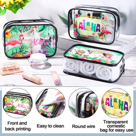 Capoda Hawaiian makeup bags transparent PVC material for quick item locate