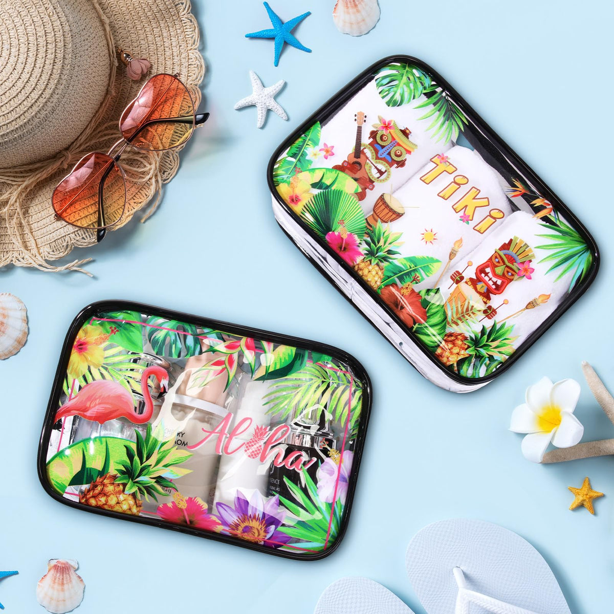 Capoda Hawaiian makeup bags with zipper closure for secure toiletries