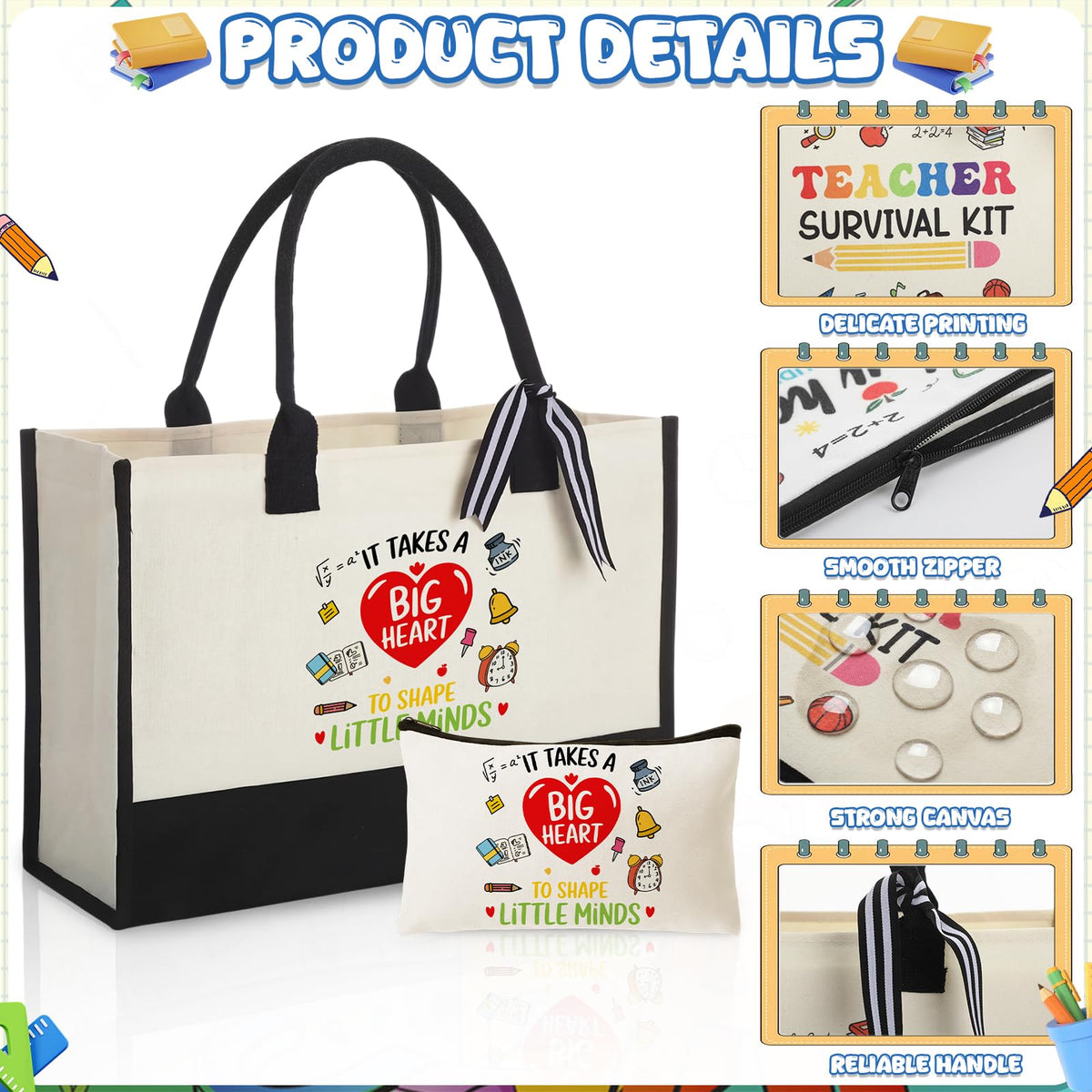 Capoda makeup bag coordinating with tote for cosmetics or small items