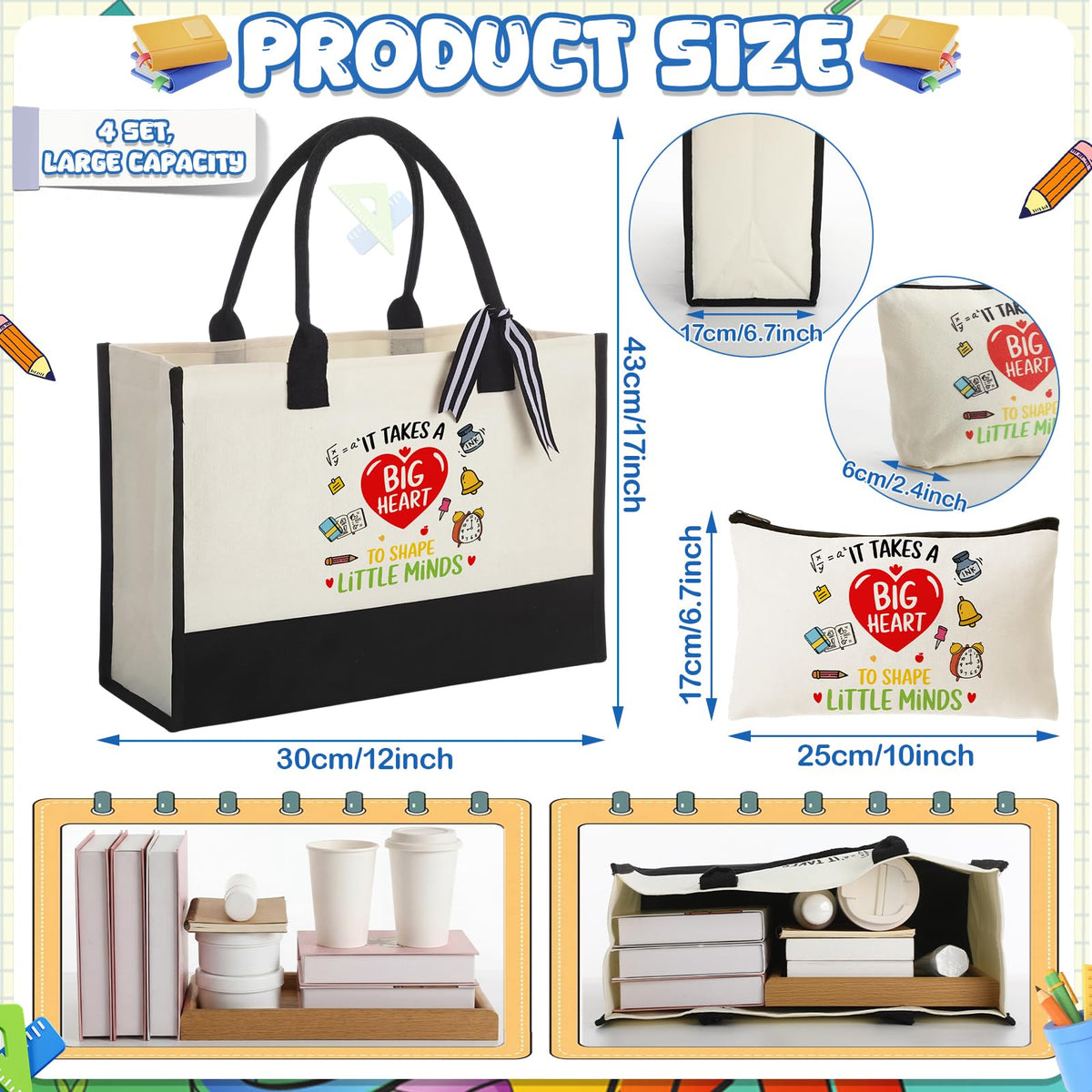 Capoda tote displaying Teaching is a Work of Heart quote for durable daily use