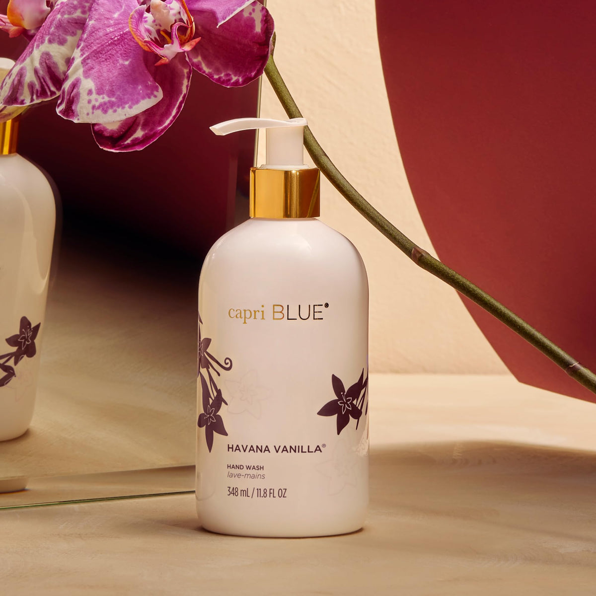 Capri Blue Flora Edit hand wash lather showing creamy foam and hydration benefits