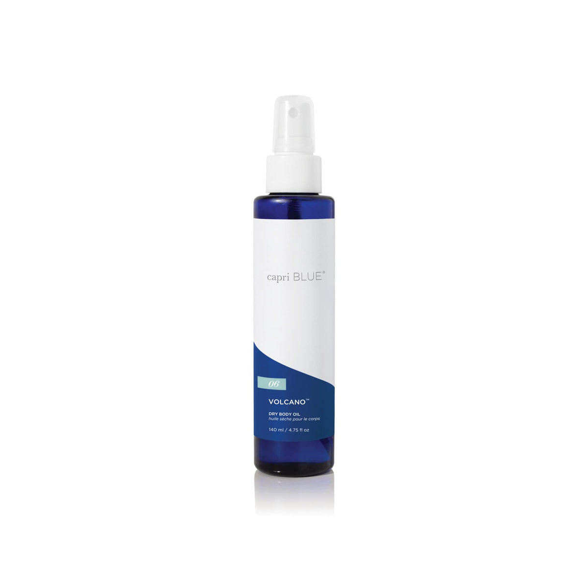 Capri Blue Volcano dry oil spray bottle with fast-absorbing hydration and signature scent.