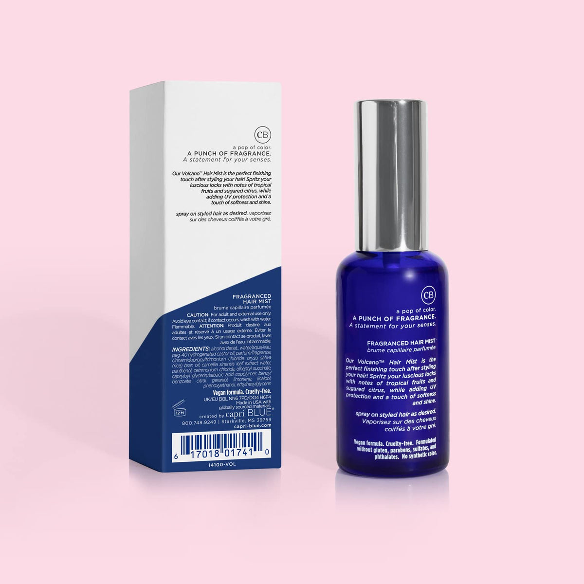 Capri Blue Volcano hair mist travel-size bottle for on-the-go refreshment