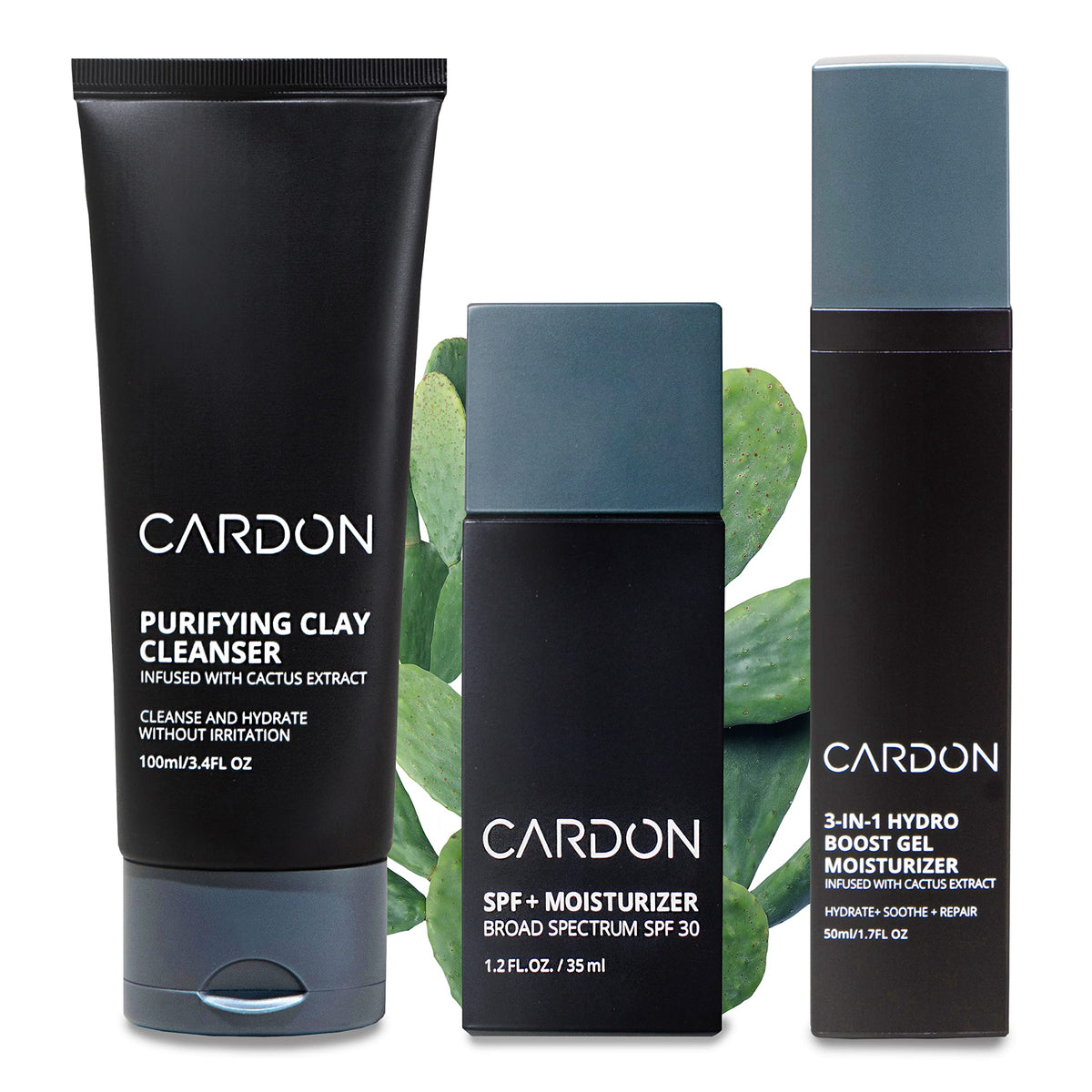 Cardon cactus-based men's face wash bottle shown for gentle cleansing and oil control