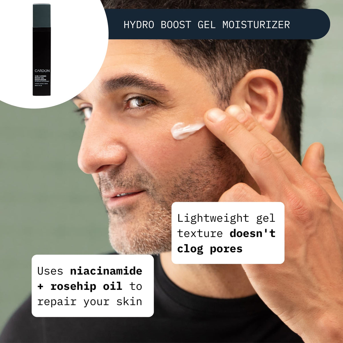 Hydro Boost Gel Moisturizer texture close-up, lightweight daytime hydration